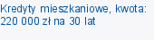 Kredyty mieszkaniowe, kwota: 220 000 zł na 30 lat